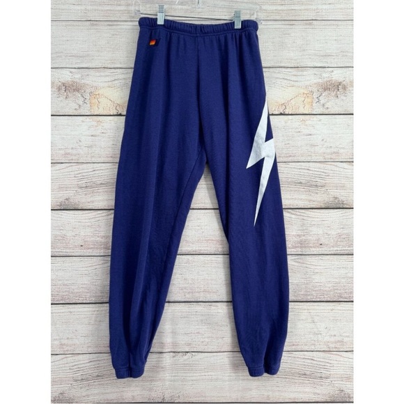 Aviator Nation Pants - Aviator Nation Lightning Bolt Purple Sweatpants